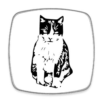 Cat black - Square fridge magnet - white - Front