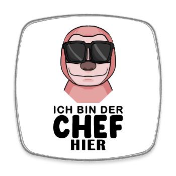 Chef Spruch mit Faultier Motiv - Viereckiger Kühlschrankmagnet - Weiß - Vorne