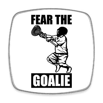 Funny Lacrosse Goalkeeper - Square fridge magnet - white - Front