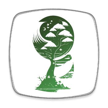 Mystischer Fantasy Baum Natur - Viereckiger Kühlschrankmagnet - Weiß - Vorne