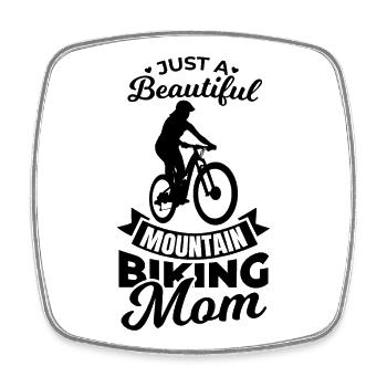 Mountainbiking Mutter - Viereckiger Kühlschrankmagnet - Weiß - Vorne