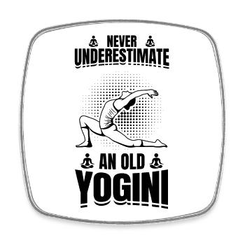 Yoga Granny - Square fridge magnet - white - Front
