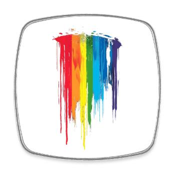 Subtil et cool Dripping Pride drapeau arc en ciel Design - Magnet carré - blanc - Devant