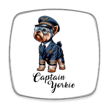 Pilote de Yorkshire Terrier - Magnet carré - blanc - Devant
