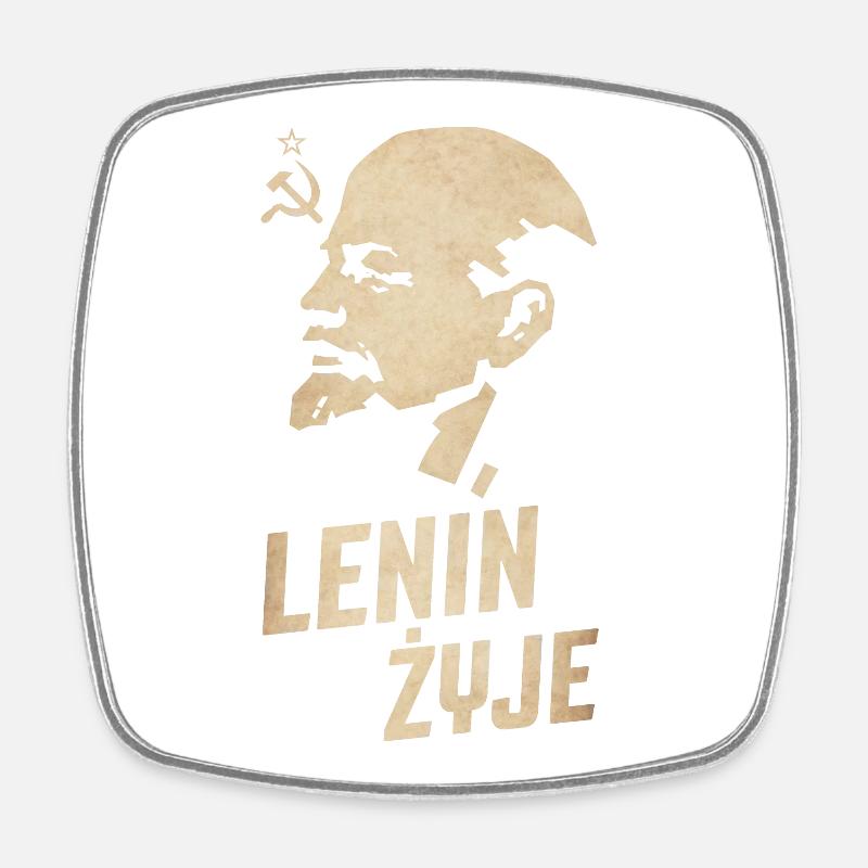 Lenin lebt - Viereckiger Kühlschrankmagnet - Weiß