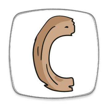 Letter C Wood Wooden Letter Name - Square fridge magnet - white - Front