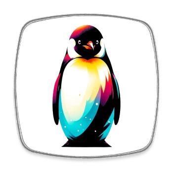 Pinguin - Viereckiger Kühlschrankmagnet - Weiß - Vorne