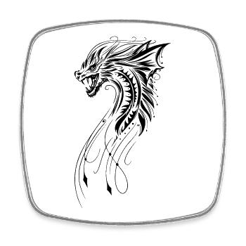 Drache Fantasy Feuerdrache - Viereckiger Kühlschrankmagnet - Weiß - Vorne