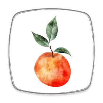 glowing peach with leaves illustration - Square fridge magnet - white - Front