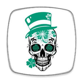 Crâne de sucre Saint-Patrick - Magnet carré - blanc - Devant