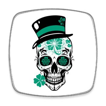 Crâne de sucre Saint-Patrick - Magnet carré - blanc - Devant