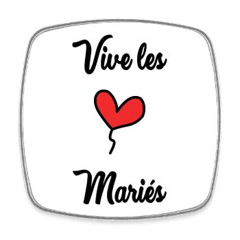 VIVE LES MARIES - Magnet carré - blanc - Devant