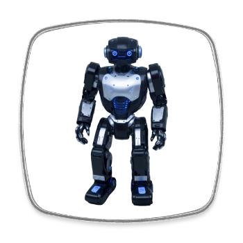 Roboter - Viereckiger Kühlschrankmagnet - Weiß - Vorne