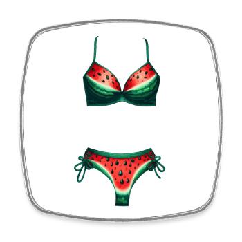 Wassermelonen Bikini Shirt Wassermelone Geschenk - Viereckiger Kühlschrankmagnet - Weiß - Vorne