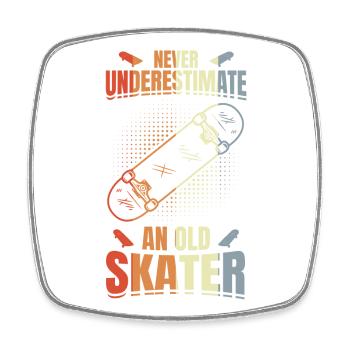 Ne sous-estimez jamais un vieux patineur - Magnet carré - blanc - Devant