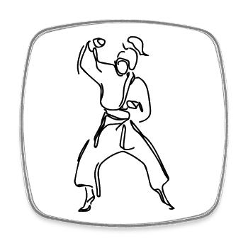 Weibliche Karateka Skizze - Viereckiger Kühlschrankmagnet - Weiß - Vorne