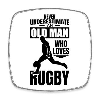 Alter Rugby Opa - Viereckiger Kühlschrankmagnet - Weiß - Vorne