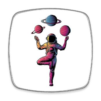 Vintage Lotus Meditating Astronaut Zen Yoga Planet - Viereckiger Kühlschrankmagnet - Weiß - Vorne