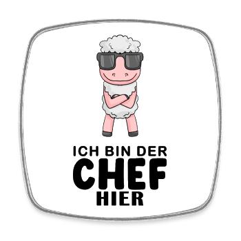 Chef Spruch Anführer Schaf Motiv - Viereckiger Kühlschrankmagnet - Weiß - Vorne