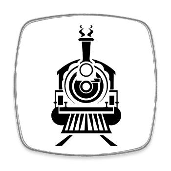 Dampflok Grafik - Viereckiger Kühlschrankmagnet - Weiß - Vorne