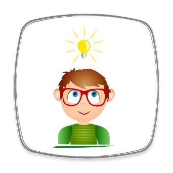 Junge mit Brille und einer leuchtenden Glühbirne - Viereckiger Kühlschrankmagnet - Weiß - Vorne