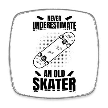 Skater Opa - Viereckiger Kühlschrankmagnet - Weiß - Vorne
