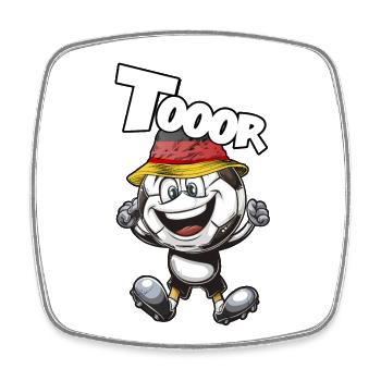 Tooor Ballheld mit Hut Cartoon - Viereckiger Kühlschrankmagnet - Weiß - Vorne