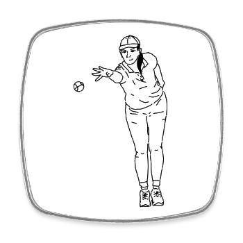 Petanque Spielerin Rechtshänderin - Viereckiger Kühlschrankmagnet - Weiß - Vorne