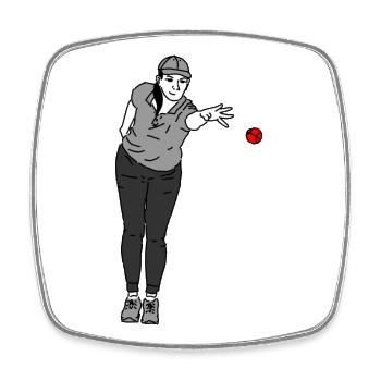 Joueur de pétanque Gaucher - Magnet carré - blanc - Devant
