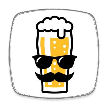 Bierglas (Bier / Sonnenbrille / Schnurrbart / 2C) - Viereckiger Kühlschrankmagnet - Weiß - Vorne