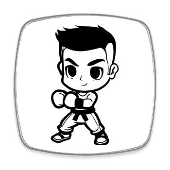 Kickboxing Junge Comic Look - Viereckiger Kühlschrankmagnet - Weiß - Vorne