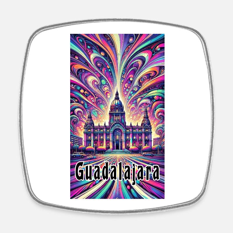 Guadalajara Mexico art design - Square fridge magnet - white