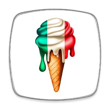 Italien Eiswaffel - Viereckiger Kühlschrankmagnet - Weiß - Vorne