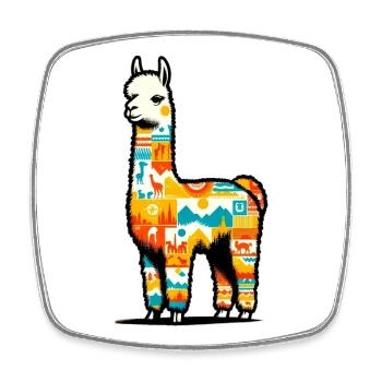 Alpaca - Square fridge magnet - white - Front