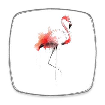 Flamingo Aquarelle - Magnet carré - blanc - Devant