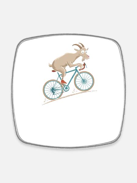 T-shirt d’aventure à vélo de chèvre - Magnet carré - blanc