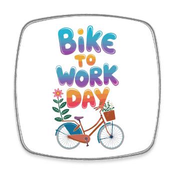 Bike to Work Day Celebration Design - Square fridge magnet - white - Front
