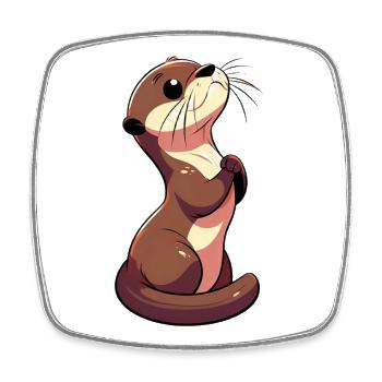 Otter - Viereckiger Kühlschrankmagnet - Weiß - Vorne