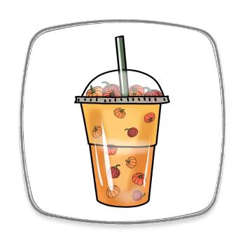 Bubble Tea Boba Kürbis Kugeln Halloween Becher - Viereckiger Kühlschrankmagnet - Weiß - Vorne