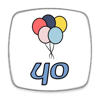 40. 40 ANS. 40e ANNIVERSAIRE. ANNIVERSAIRE 40 ANS. - Magnet carré - blanc - Devant
