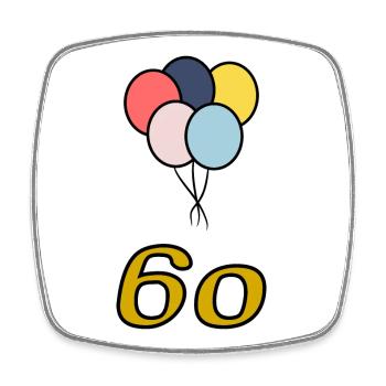 60. 60 JAHRE. 60-JÄHRIGES JUBILÄUM. 60. GEBURTSTAG. - Viereckiger Kühlschrankmagnet - Weiß - Vorne