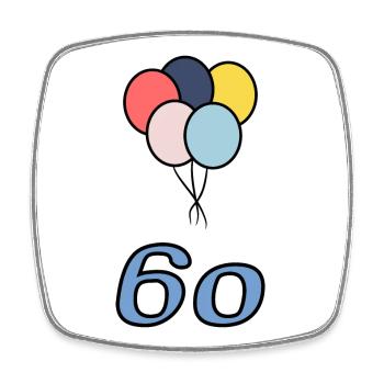 60. 60 JAHRE. 60-JÄHRIGES JUBILÄUM. 60. GEBURTSTAG. - Viereckiger Kühlschrankmagnet - Weiß - Vorne