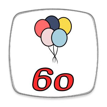 60. 60 ANS. 60e ANNIVERSAIRE. ANNIVERSAIRE 60 ANS. - Magnet carré - blanc - Devant