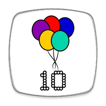 10. 10 YEARS. 10th ANNIVERSARY. 10 YEAR ANNIVERSARY. - Square fridge magnet - white - Front