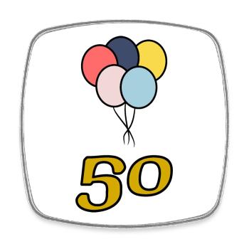 50. 50 ANS. 50e ANNIVERSAIRE. ANNIVERSAIRE 50 ANS. - Magnet carré - blanc - Devant