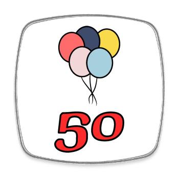 50. 50 ANS. 50e ANNIVERSAIRE. ANNIVERSAIRE 50 ANS. - Magnet carré - blanc - Devant