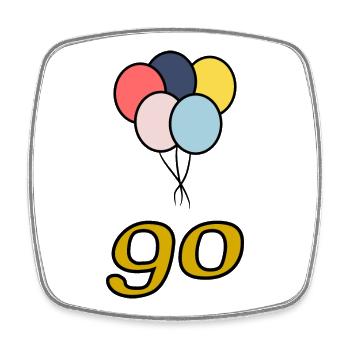 90. 90 JAHRE. 90-JÄHRIGES JUBILÄUM. 90-JÄHRIGES JUBILÄUM. - Viereckiger Kühlschrankmagnet - Weiß - Vorne