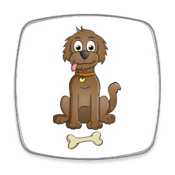 Image joyeuse d’un chien brun avec de l’os - Magnet carré - blanc - Devant