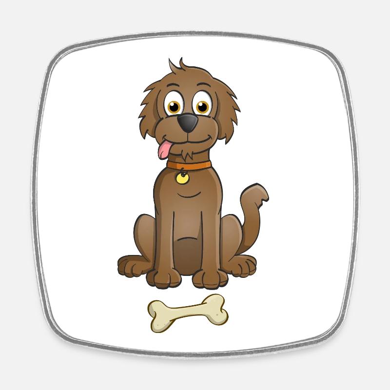 Image joyeuse d’un chien brun avec de l’os - Magnet carré - blanc
