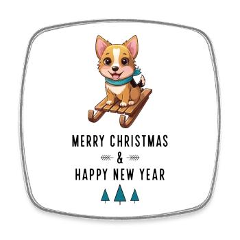 Chien à Noël - Magnet carré - blanc - Devant